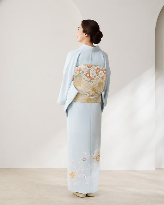水色菱に唐花