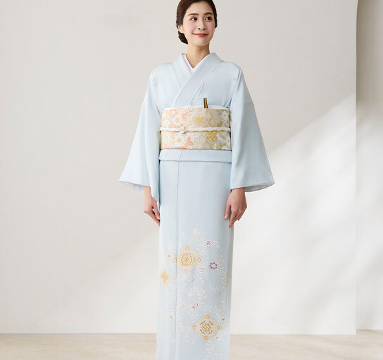 水色菱に唐花