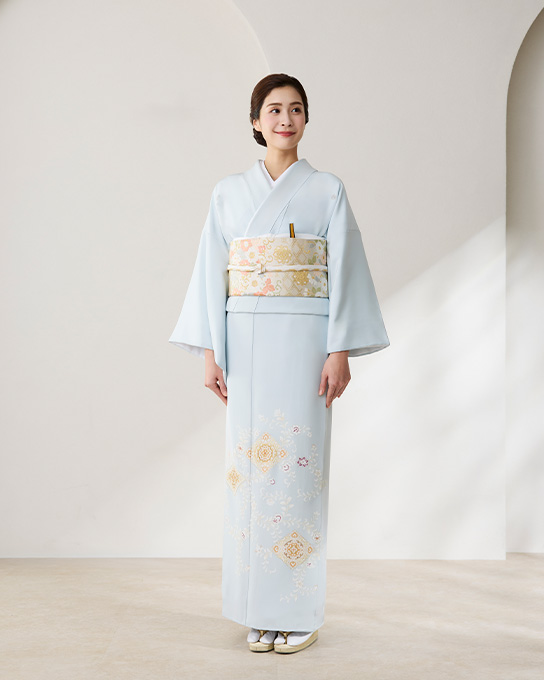水色菱に唐花