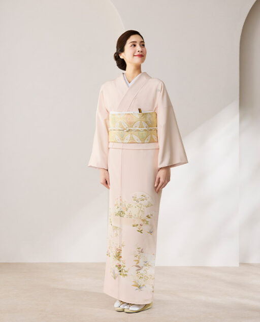 薄ピンク色紙牡丹に扇面