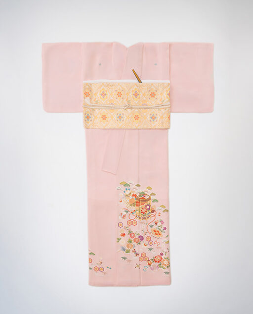 ピンク吉祥貝桶に松