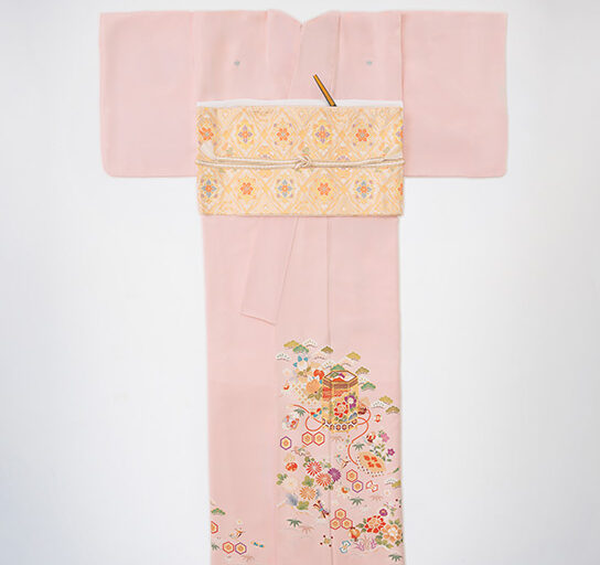 ピンク吉祥貝桶に松