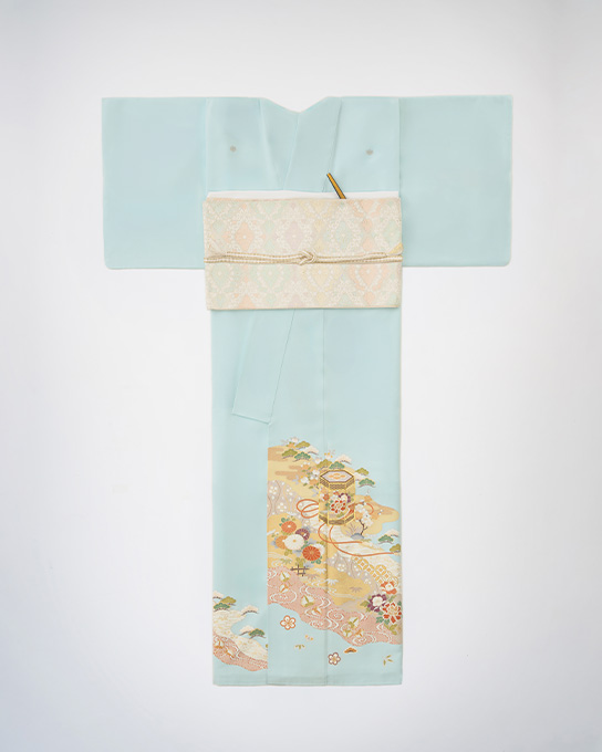 水色道長貝桶に松